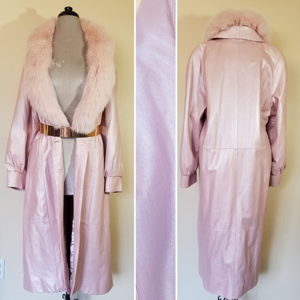 SOLD Henig Furs Pearlescent Pink Leather Fur Coat - Picture 1 of 8